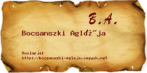 Bocsanszki Aglája névjegykártya